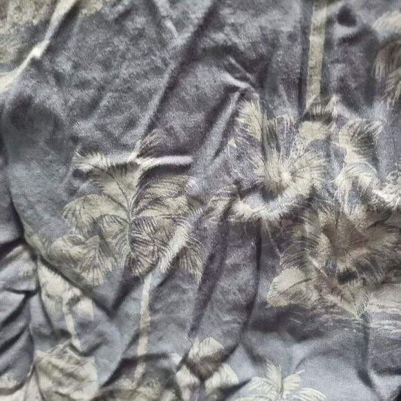 Pierre Cardin Mens Button-up Shirt Blue Size XL 100% Rayon Short Sleeve Palms - Picture 10 of 12